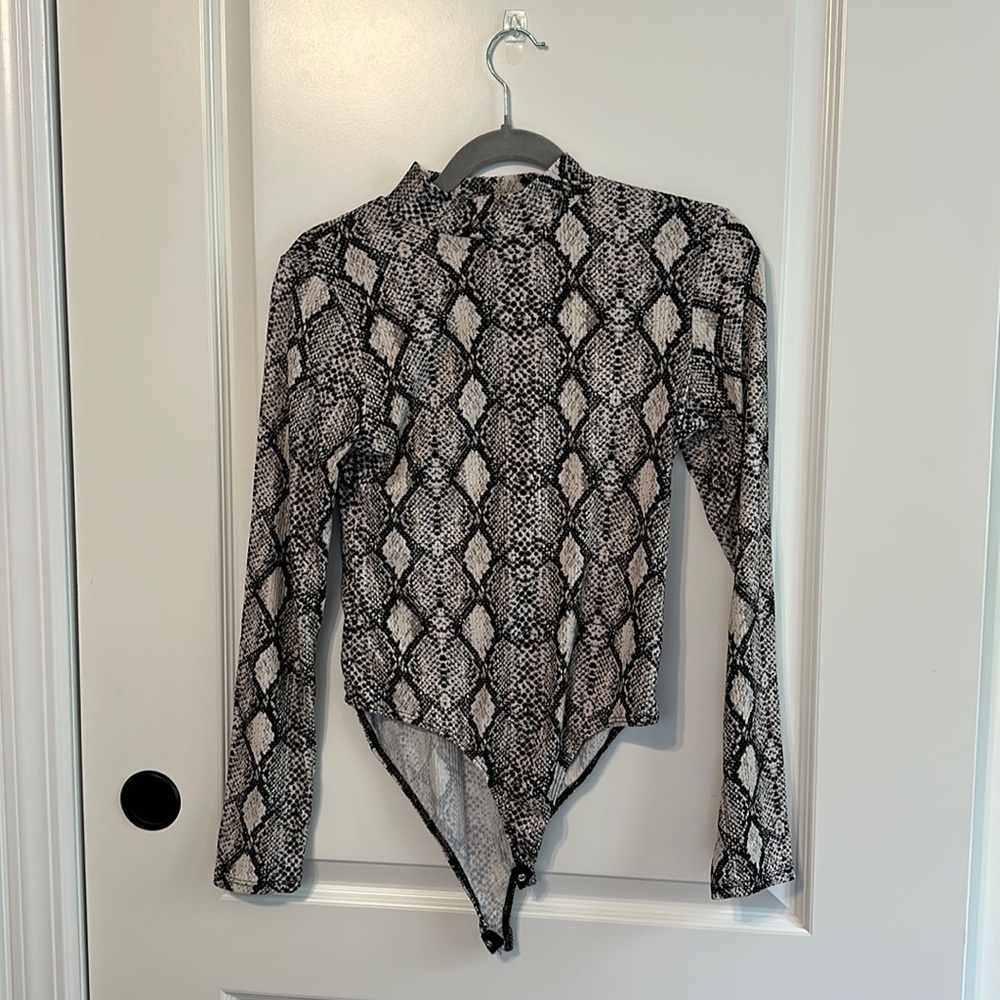 Women’s Snakeskin Mock Neck Body Suit - Picture 1 of 3